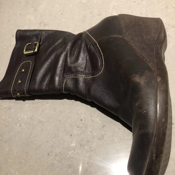 Ladies brown leather mid-shaft flat boots - size 7.5 - Picture 7 of 7